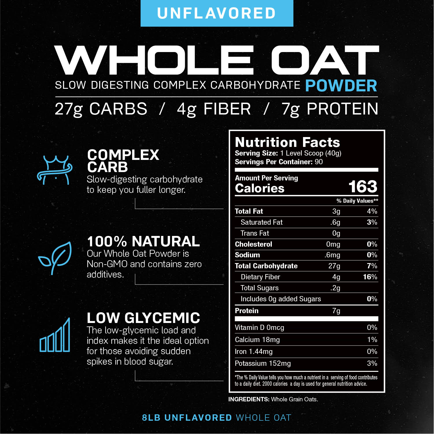 Whole Oat Powder All Natural Complex Carb Non-GMO