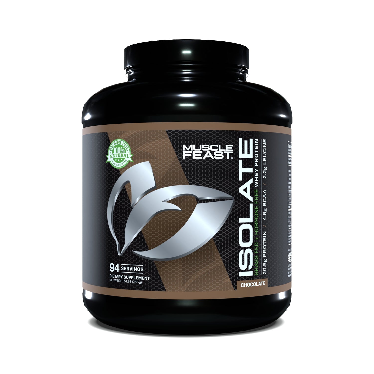 Muscle Feast Grass-Fed Whey Protein Isolate Powder Chocolate - Chocolate flavor protein powder by Muscle Feast