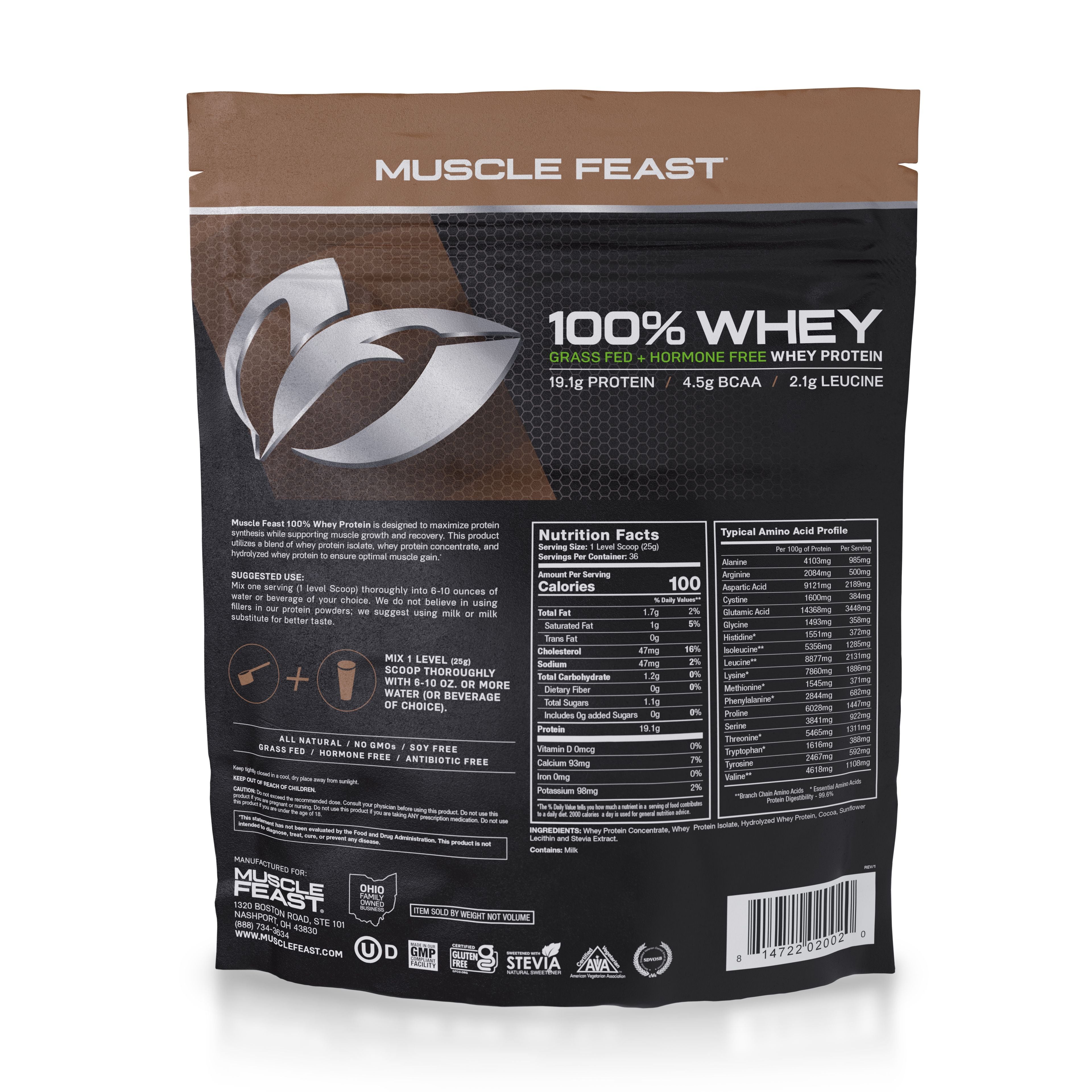 100% Whey, Pasture Raised, Grass Fed, rBST/rBGH and soy Free