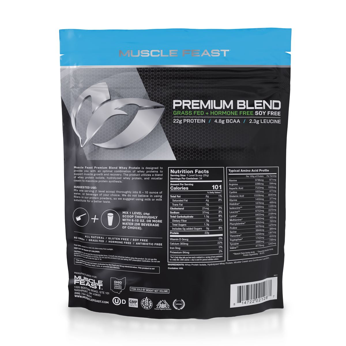 Premium Blend Protein, Pasture Raised, Grass Fed, rBST/rBGH and soy free