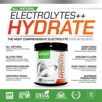 Hydrate Sugar Free Electrolytes++ Powder for Muscle Cramping, Keto Zero Calorie, 300g