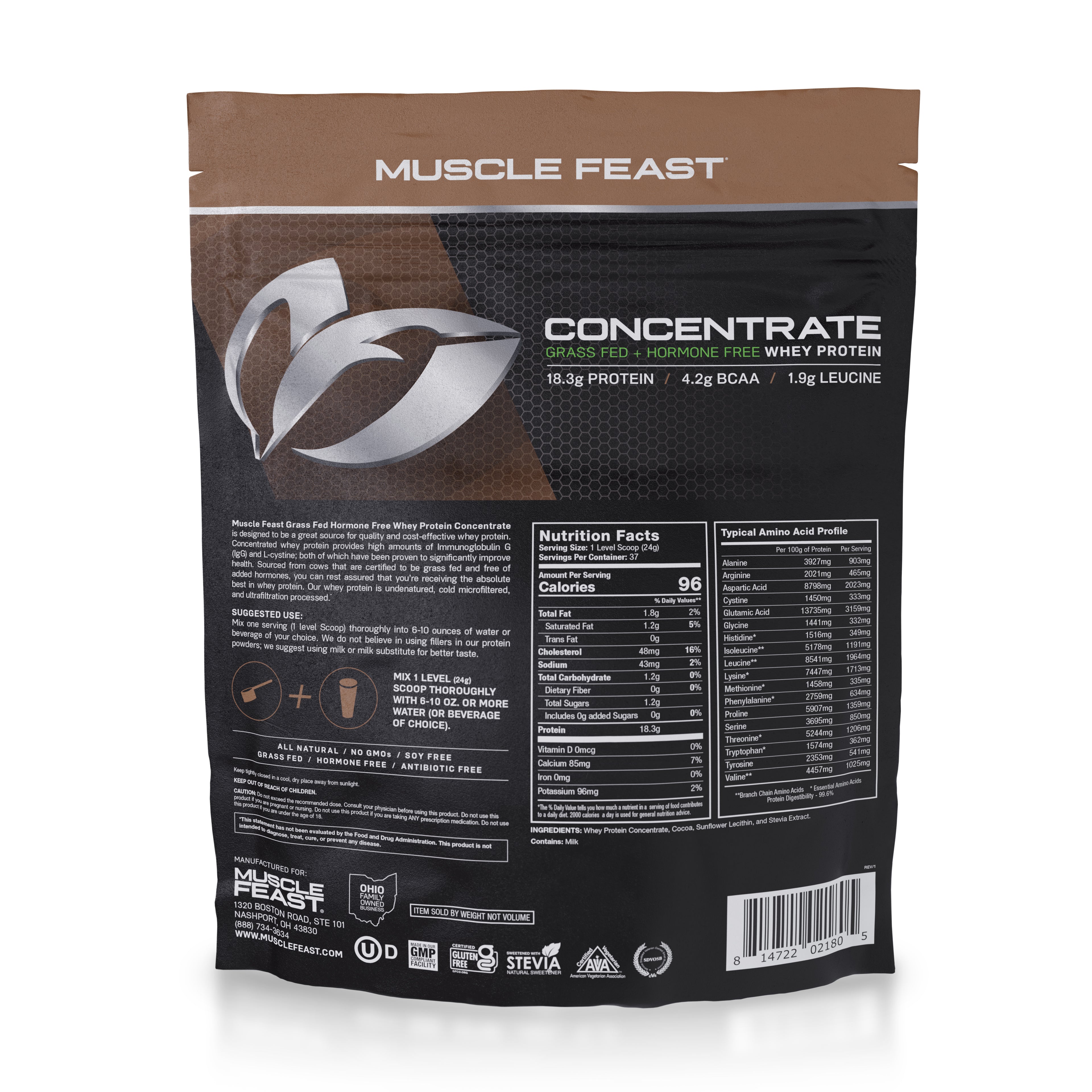 Whey Concentrate, Pasture Raised, Grass Fed, rBST/rBGH and soy free
