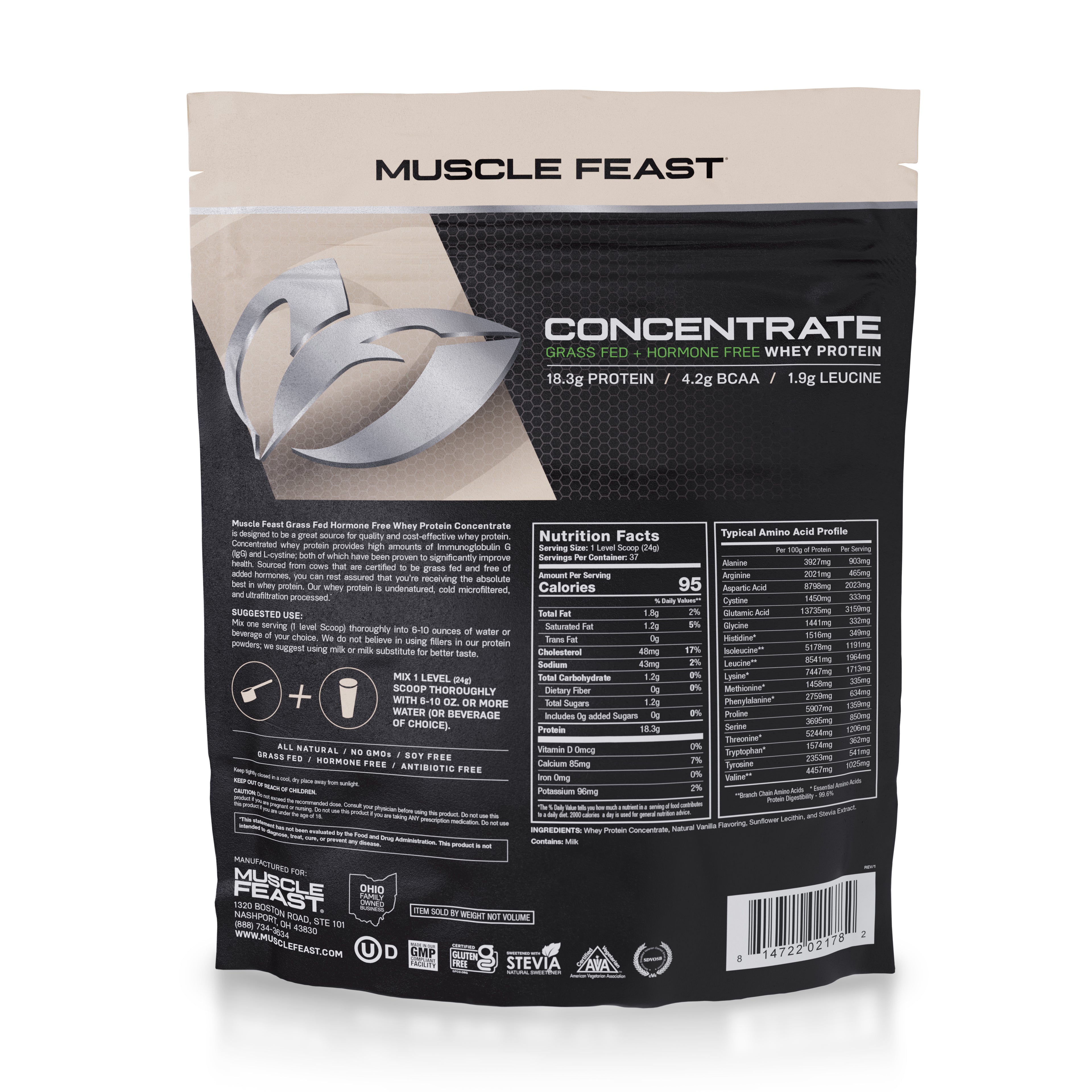 Whey Concentrate, Pasture Raised, Grass Fed, rBST/rBGH and soy free