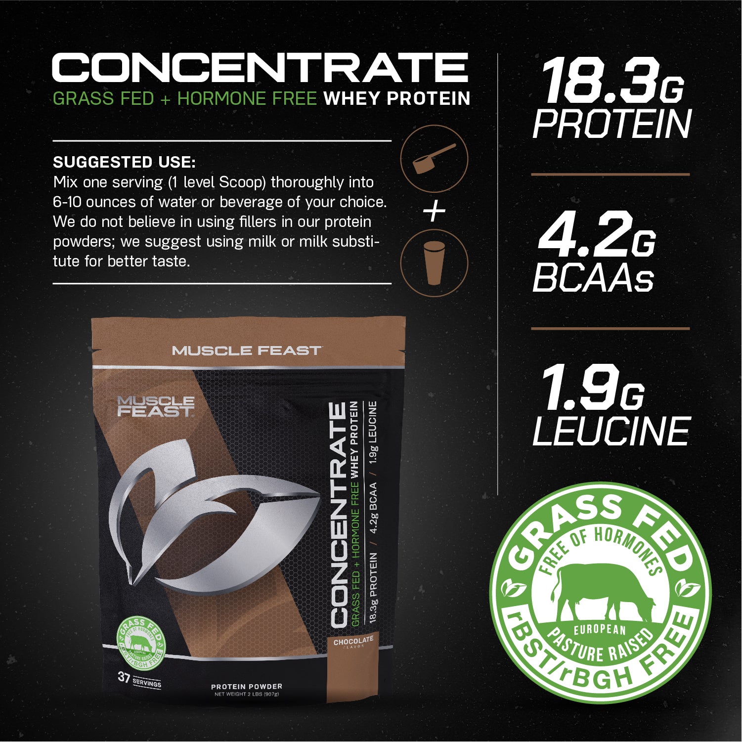 Whey Concentrate, Pasture Raised, Grass Fed, rBST/rBGH and soy free