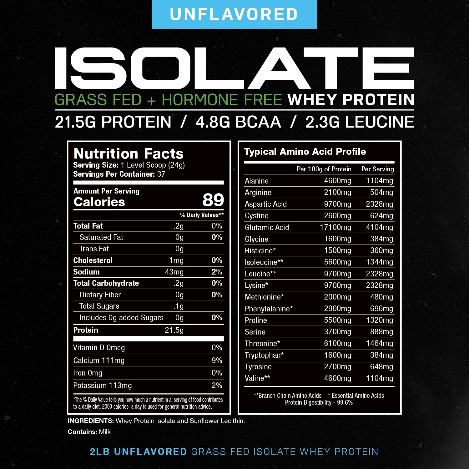 Isolate + Creatine Bundle: 1 Whey Protein Isolate (Unflavored, 2lb) + 1 Creatine Powder (Unflavored, 300g) | Premium Supplements, Vegetarian, Gluten Free