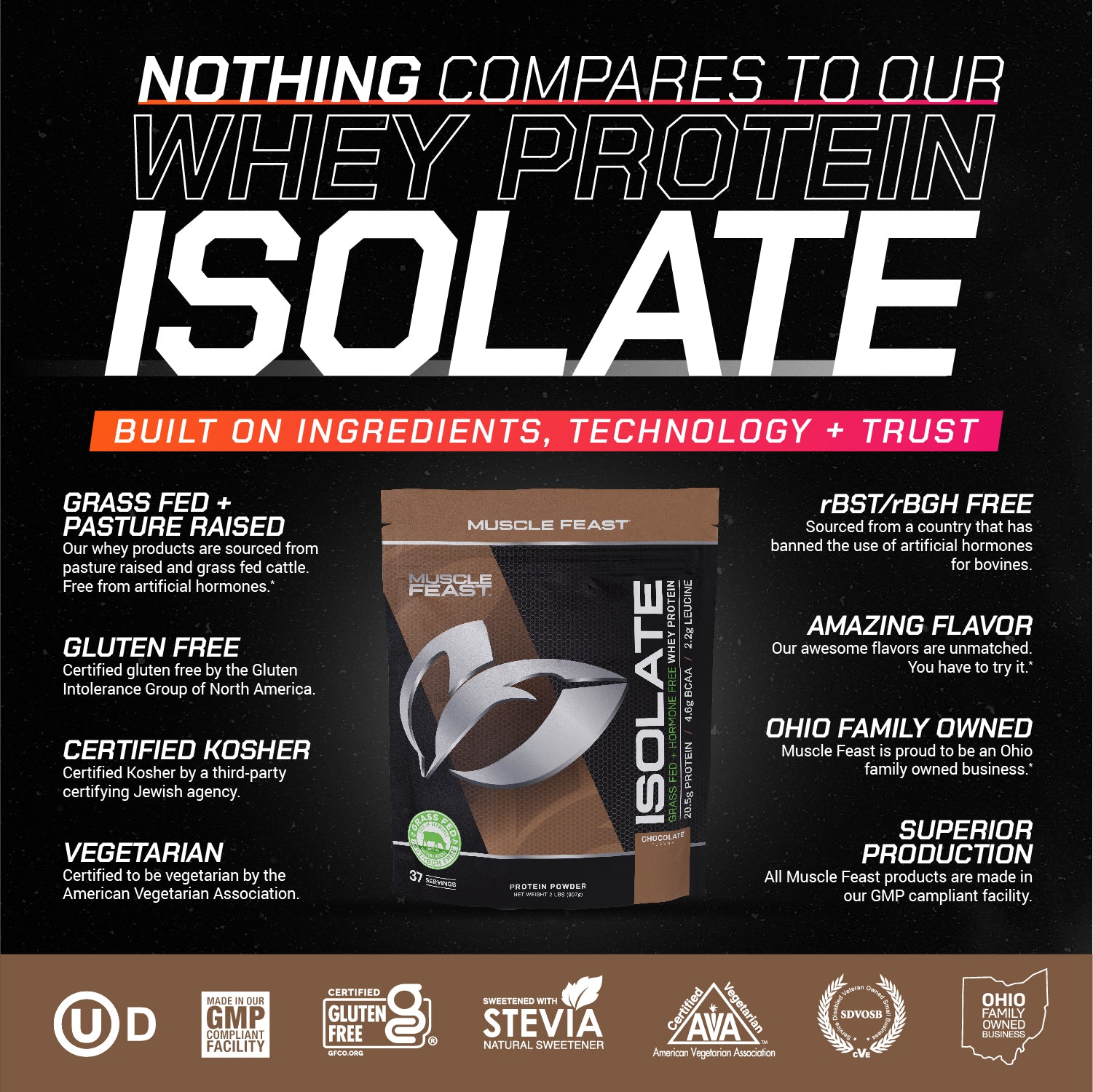 Isolate + Creatine Bundle: 1 Whey Protein Isolate (Chocolate, 2lb) + 1 Creatine Powder (Unflavored, 300g) | Premium Supplements, Vegetarian, Gluten Free