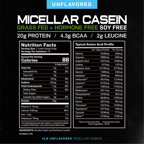 Micellar Casein Protein, All Natural Pasture Raised Hormone Free Soy Free