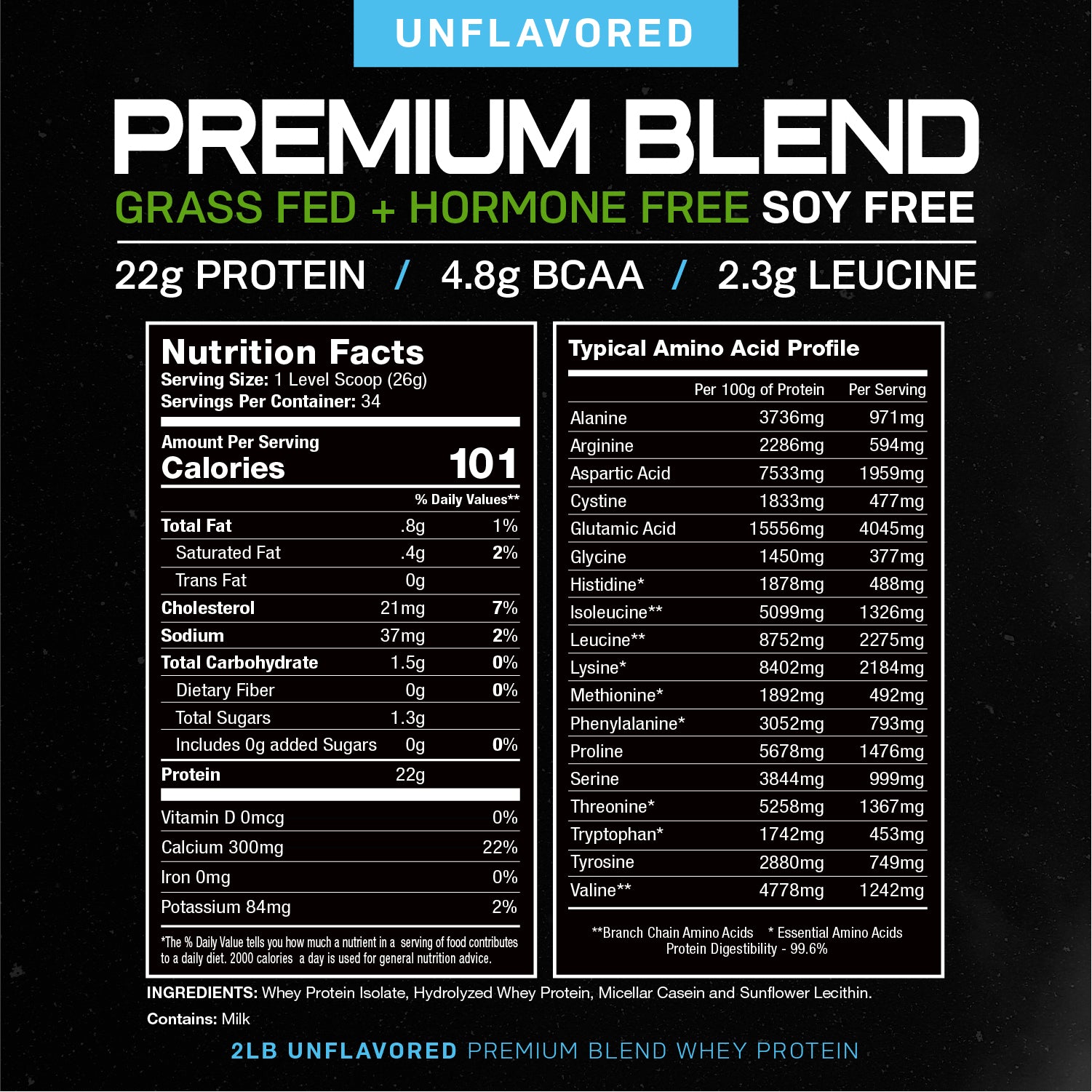 Premium Blend Protein, Pasture Raised, Grass Fed, rBST/rBGH and soy free