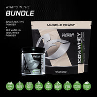 100% Whey + Creatine Bundle: (1) 100% Whey Protein (Vanilla, 5lb) + (1) Creatine Powder (Unflavored, 300g)