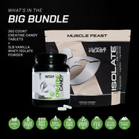 Isolate + Creatine Candy Bundle: 1 Whey Protein Isolate (Vanilla, 5lb) + 1 Creatine Candy (Lemon Lime, 360) | Premium Supplements, Vegetarian, Gluten Free