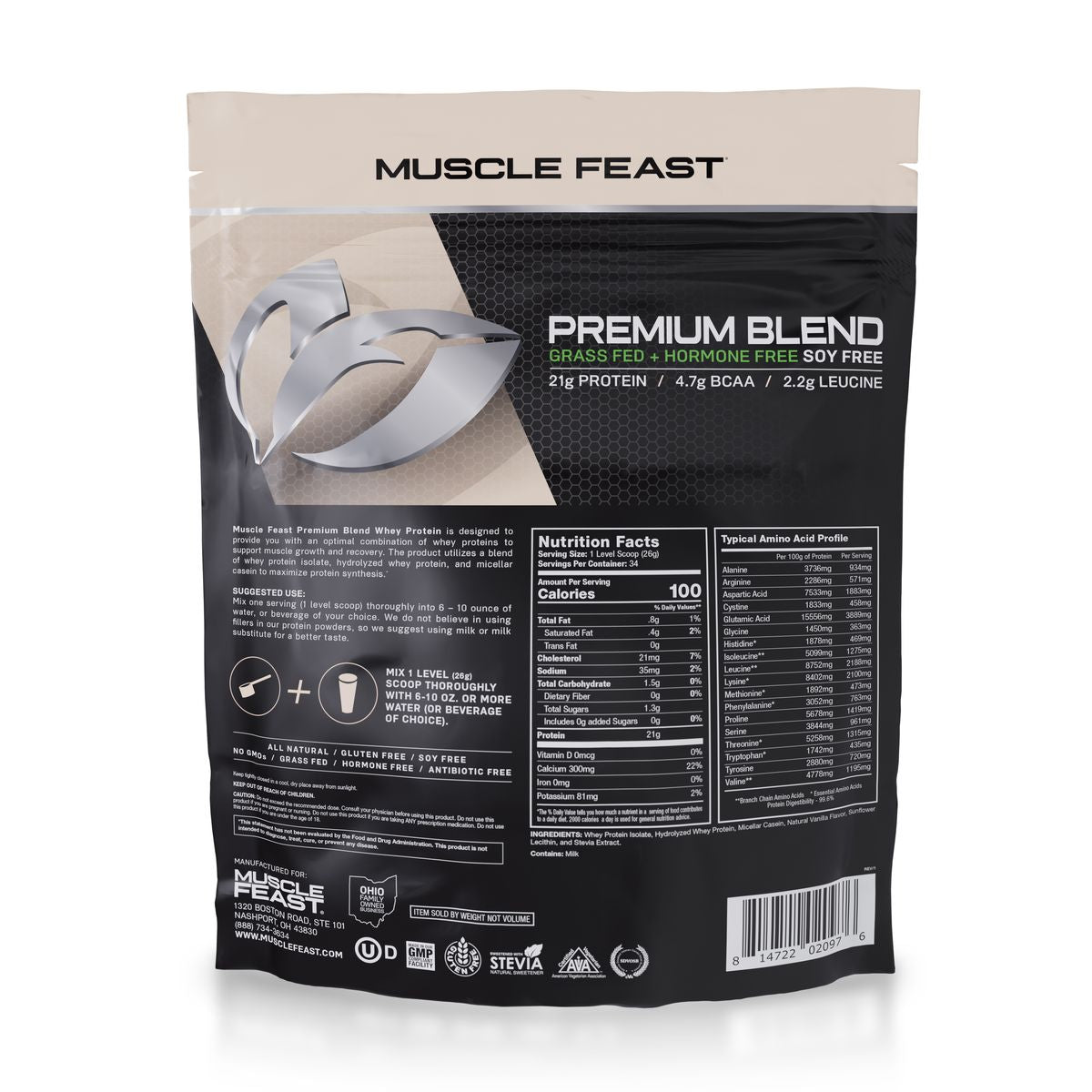 Premium Blend Protein, Pasture Raised, Grass Fed, rBST/rBGH and soy free