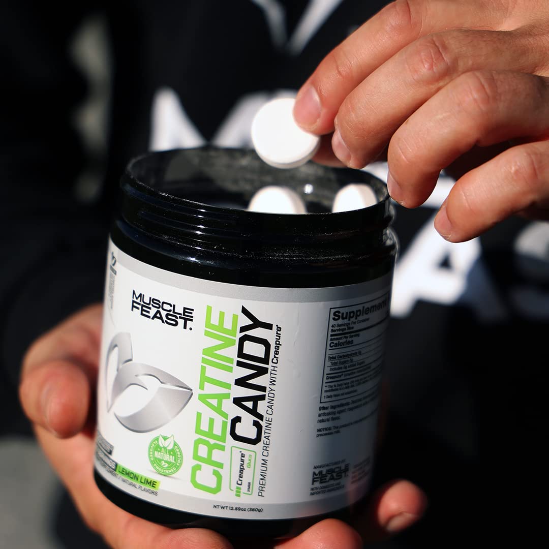 100% Whey + Creatine Candy Bundle: 1 100% Whey Protein (Vanilla, 5lb) + 1 Creatine Candy (Lemon Lime, 360) | Premium Supplements, Vegetarian, Gluten Free