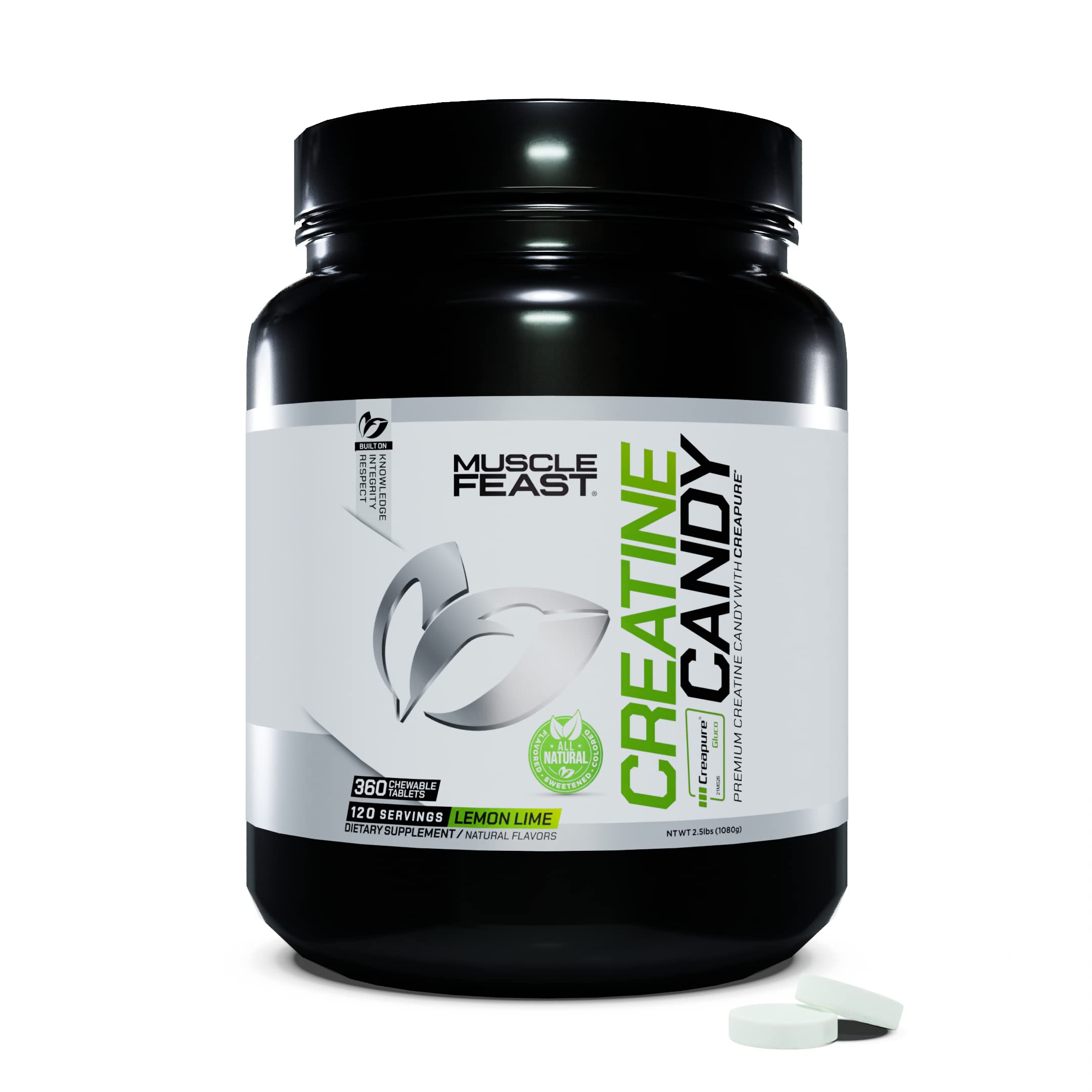 100% Whey + Creatine Candy Bundle: 1 100% Whey Protein (Vanilla, 5lb) + 1 Creatine Candy (Lemon Lime, 360) | Premium Supplements, Vegetarian, Gluten Free