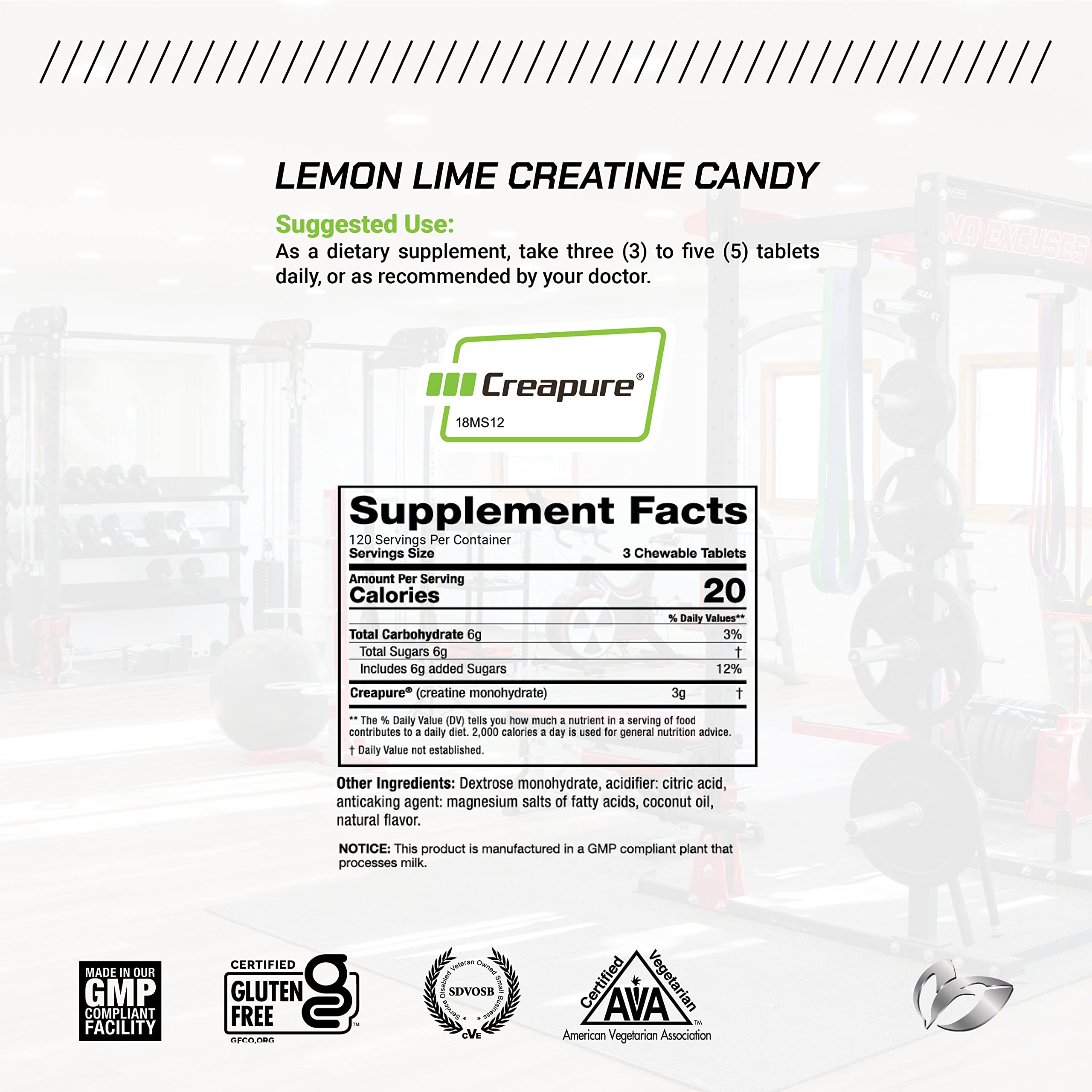 100% Whey + Creatine Candy Bundle: 1 100% Whey Protein (Chocolate, 5lb) + 1 Creatine Candy (Lemon Lime, 360) | Premium Supplements, Vegetarian, Gluten Free