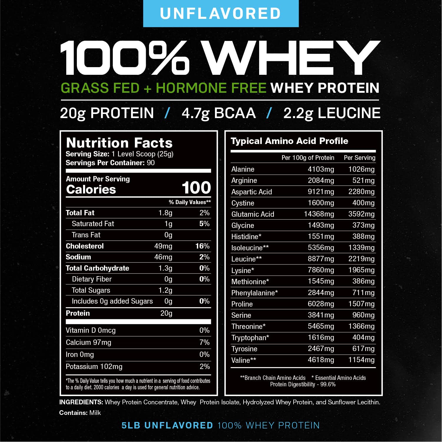 100% Whey + Creatine Bundle: (1) 100% Whey Protein (Unflavored, 5lb) + (1) Creatine Powder (Unflavored, 300g)