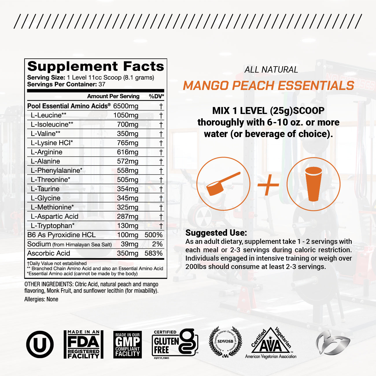 Vegan Essential Amino Acid Powder Post Workout Recovery and Intra-Training Drink, 300g