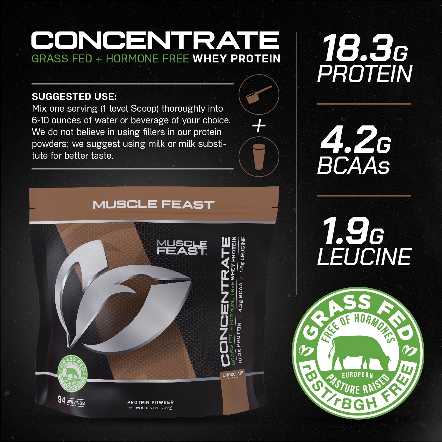 Whey Concentrate, Pasture Raised, Grass Fed, rBST/rBGH and soy free