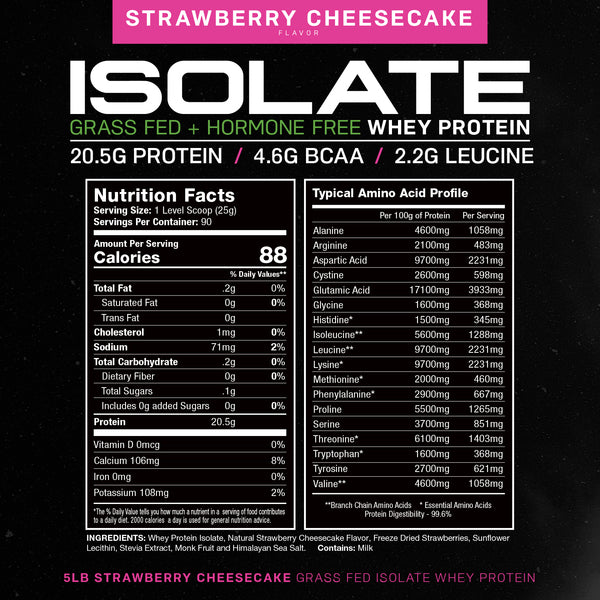 Whey Protein Isolate, Pasture Raised, Grass Fed, rBST/rBGH and soy free