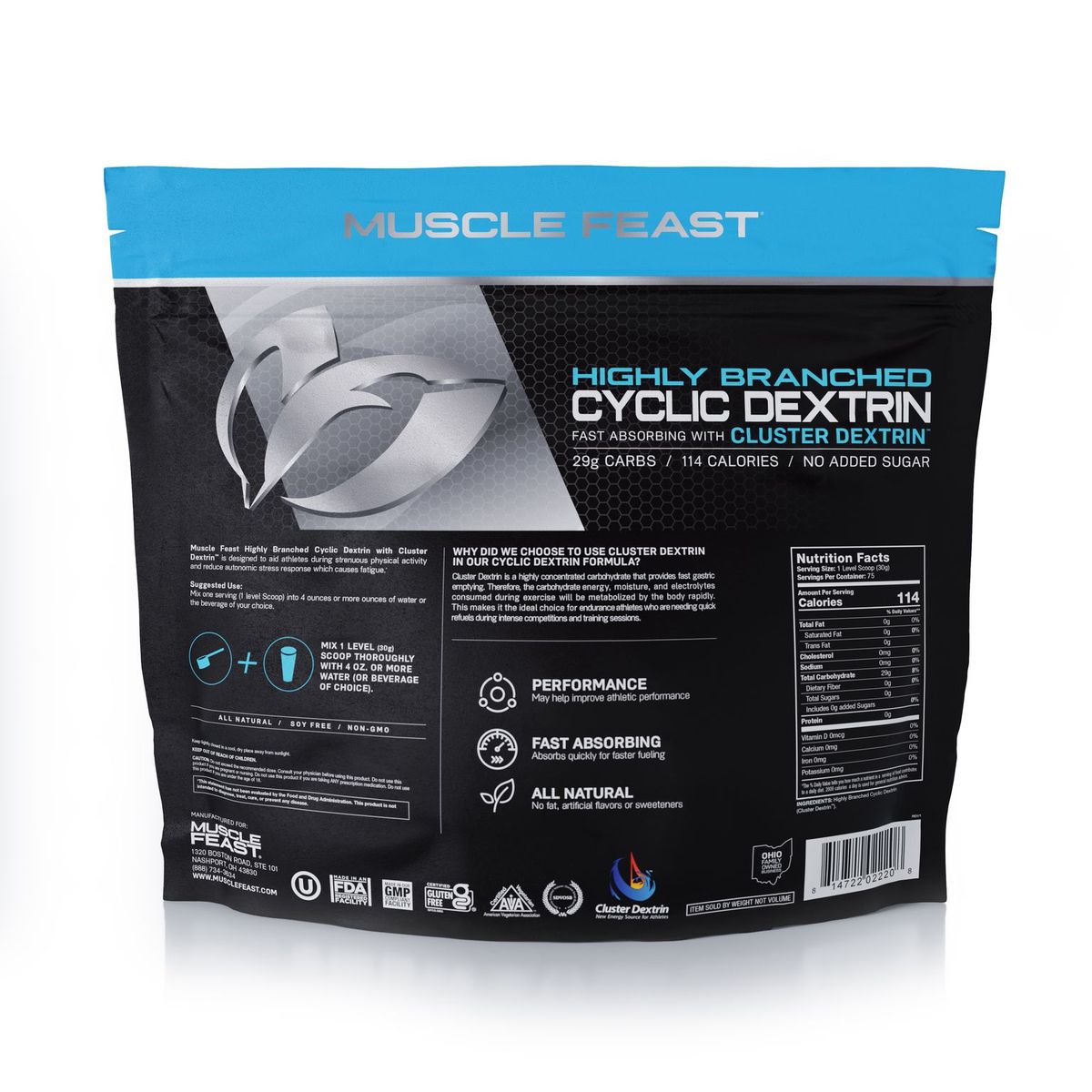 Highly Branched Cyclic Dextrin Premium Pre-Workout or Post-Workout Supplement